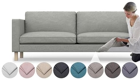 comfortly Karlstad 3-Sitzer-Sofa Ersatzbezug - Strapazierfähiger Schonbezug, Haustier- und Schmutzabweisend, Langlebiges Nano-Tech-Gewebe, Leicht zu Reinigen und zu Ersetzen (Grau)