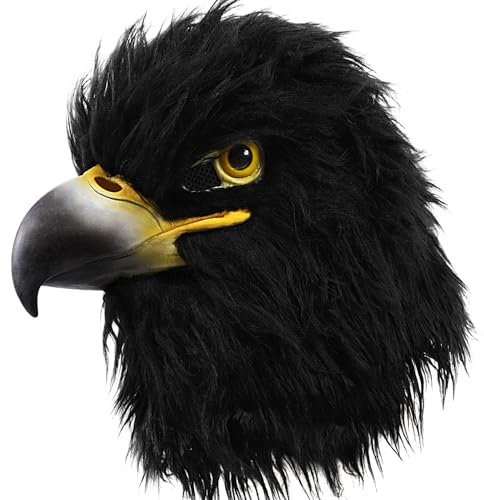Shayulajiao Maschera Nera Aquila, Maschera per Uccelli e Animali, Realistica e Divertente a Testa Piena per Cosplay, Carnevale, Costume, Feste, Sfilate