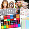 RDDAIPE Pintacaras Infantil, 42 Colores Pintura Cara para Niños Con 11 Pinceles, 40 Plantillas, 2 Diamond Stickers, Hipoalergénico, Maquillaje para Halloween Fiesta Carnaval