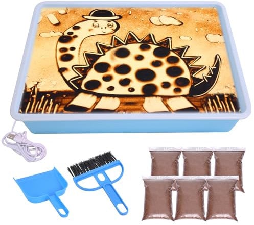 DAOUZL Peinture au Sable bac à Lumière pour Enfants, Set de Plateaux de Sable pour Enfants avec 6 paquets de Sable Naturel, Set d'art de sable, Jouets Sensoriels de Sable à Partir de 3 ans