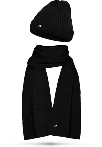 NYTTED® Merino Mütze und Schal Set für Damen & Herren | Made in Germany | 100% Feinste Merinowolle | Kuschelig Weiches & Warmes Set