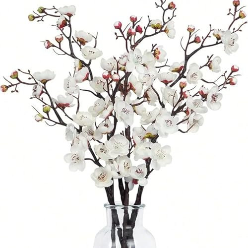 Genérico Flores Ramas de 50 cm Flores Artificiales, Artificiales Decoracion para Hogar, Bodas, Fiestas, Oficinas, Balcones y Jardines (Blanco, Rojo, Rosa) (Blanco)