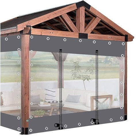 Clear Waterproof Pergola Tarp with Zipper and Grommets Customizable Size for Outdoor Rain Protection
