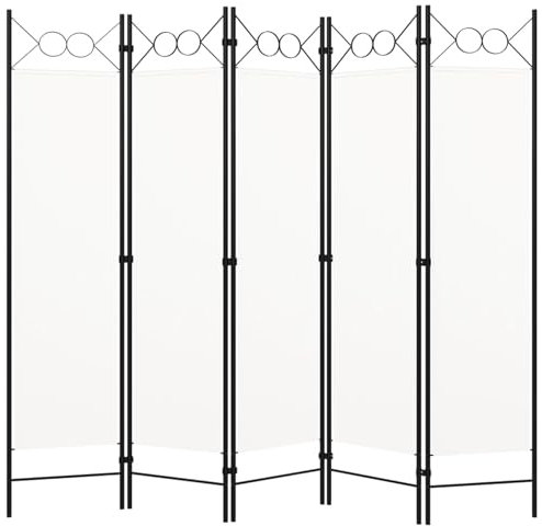 Xichuzi 5-TLG. Raumteiler, Trennwand, Paravent, Sichtschutz, Umkleidekabine, Spanische Wand, Cremeweiß 200x180 cm