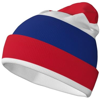 Strickmütze mit Flagge von Costa Rica, Unisex, stilvolle Strickmütze, Wintermütze, warme Mütze, Strickmütze, Schwarz, Schwarz, Einheitsgröße