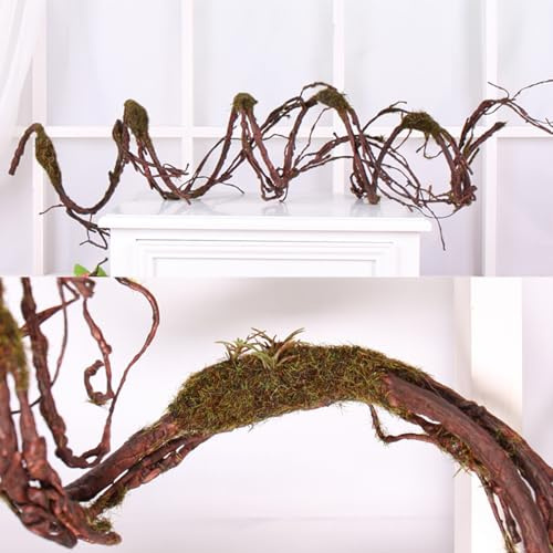 Branches artificielles Pliables (2,5 m), décorations Branches Mousse, couronnes murales Vigne torsadée, Troncs Arbres simulés, Fleurs de Cerisier, Arche Jardin extérieure Halloween.