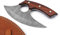 Handmade Damascus Steel Pizza Cutter Axe - Fixed Blade knife for Chopping Boning Slicing Cutting,Solid Rose Wood Handle with Leather Sheath, Wood,Steel