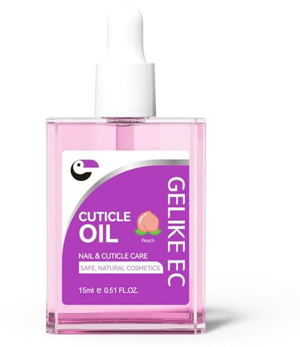 Nail Cuticle Oil for Damaged and Thin - Gelike EC Easy and Quick Absorb Cuticles Care Treatment - Natural Peach Smells for Women and Men Dry Damaged Thin Nails
