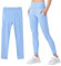 JinBei Mädchen Sportleggings mit 2 Taschen Leggings Hohe Taille Elastisch Sportkleidung Kinder Atmungsaktive Lang Sporthose Gymnastikhose Tanz Jogging Training für 9-10 Jahre, GR. 140-146, Blau
