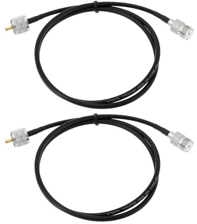 OTOTEC 2 cables coaxial RG58 UHF PL259 macho a hembra, cable de extensión para analizador de antena de radio CB, 1 m, 16 AWG, 50 ohmios