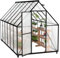 Froadp Serre de jardin en aluminium avec fondation, 340 x 180 x 195 cm, plaques creuses en polycarbonate de 4 mm, résistante aux intempéries, avec fenêtres, pour jardin et élevage