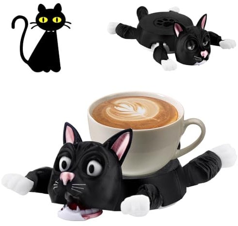 Ruichi Funny Cat Coasters that Hold the Cup, Cat Gifts for Women, 3D Print Cute Coasters, Cup Holder for Drinks, Decorative Home Accessories, With Moving Limbs, Presents for Women & Men