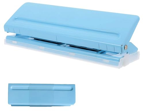6 Fach Locher, Verstellbarer 6 Loch Büro Locher, Verstellbarer Abstände Lochmaschine, 6 Fach Terminplanerlocher, für A3, A4, A5, B3, B4, B5 Papier, für 6 Blatt Stanzkapazität, Hellblau