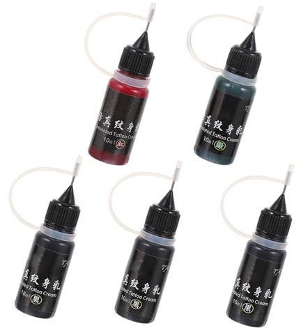 Flüssige Temporäre Tattoo Tinte 10ml 5 Flaschen für Körperkunst | PP Flüssigkeit, Wasserfest, Praktisch, Geeignet für Professionelle Tätowierstuben, 5 Stück Packung