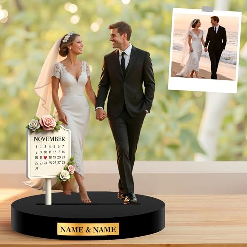 JLSKCN Personalisiert Paare Figur Schreibtischdekoration, Figure Acrylic Standing Bilderrahmen, Verlobungs Hochzeitstags Geschenk Erinnerungsporträts Personalisierte Geschenke für Frauen Männer