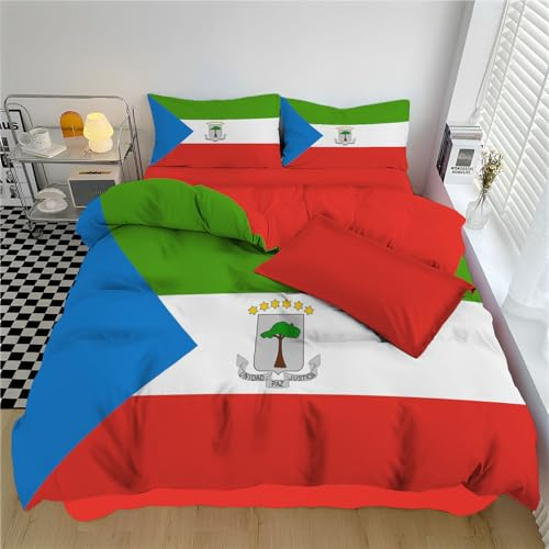Traditionelle Kultur Bettwäsche 135x200cm 2 teilig Bettbezug - Flagge Von Äquatorialguinea Bettwäsche-Sets mit 1 Kissenbezüge 80x80cm Rot Wendebettwäsche Kuschlig Weich & Bügelfrei