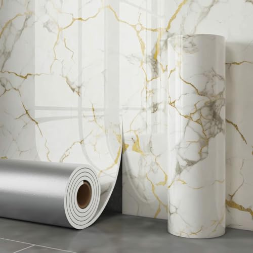 Carta da Parati Adesivo murale autoadesivo spessorato effetto piastrelle di ceramica/marmo carta da parati impermeabile e resistente all'olio per cucine bagni e lavandini Platinum 40 * 1000cm