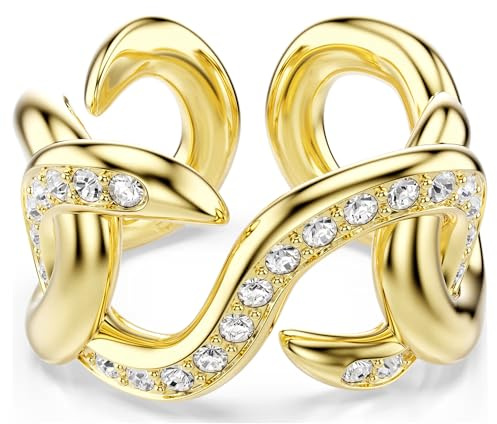 Swarovski Offener Ring Dextera, Rundschliff, weiß, vergoldet