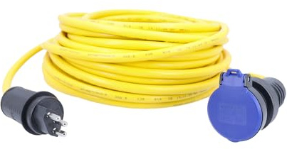 as - Schwabe Baustellenleitung 25 m AT-N07V3V3-F 3G1,5, SEV Stecker & Kupplung T13, 230 V / 10 A, Gelbes Baustellenkabel, IP55 Staub- & Strahlwassergeschützt