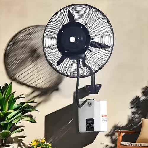 Wall Mounted Industrial Misting Fan with 15L Water Tank, 3 Speed, 90° Oscillation - Perfect for Outdoor Spaces like Patios, Garages, Gyms, and Warehouses