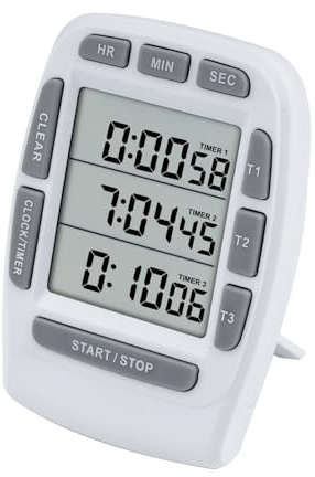 Jayron JR-KT001 Minuterie Numérique Grand LCD Minuterie Numérique 3 Canaux,Minuterie De Cuisine,Minuterie De Compte À Rebours Alarme Forte Aimant Fort Support