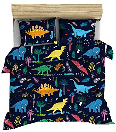Parure de lit Animal 3D Blanc Bleu Dinosaure Feuilles Vert Tropical Flamant Rose Orange Rouge Alpaga, New York Big Ben Motif Housse de Couette Polyester et Taie d'oreiller (Bleu, 220 x 240 cm)