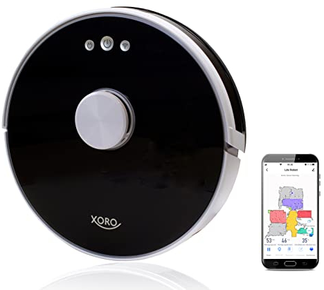 Xoro Potente Robot Aspirador HSR 200 con función de Limpieza, navegación láser, Alexa/Google Home, mapeo en Tiempo Real, Robot Aspirador Ideal para Pelo de Animales