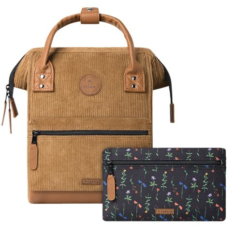 Cabaïa - Adventurer Rucksack Dubai Medium 18L - Wasserabweisend - Laptopfach bis zu 13 Zoll - 2 Vordertaschen - vegan zertifiziert - Rucksack für Reisen und Arbeit, Damen & Herren - Braun