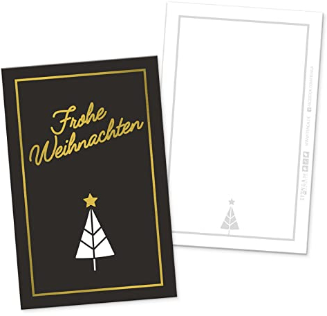 itenga 24 x Geschenkekärtchen Frohe Weihnachten im Visitenkartenformat Mini-Weihnachtskarte Geschenkanhänger für kurze Texte Namensschild in schwarz weiß gold