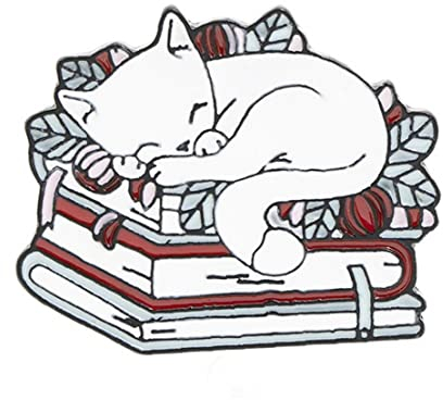Dessin Animé Kitten Chaton Broches Chat Lisant Livre Livre Émail Goupille Amoureux Animaux Animaux Badge Vêtements Goupilles