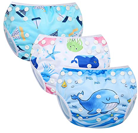 MIXIDON Wiederverwendbare Schwimmwindel verstellbar waschbar Baby-Schwimmhose Einheitsgröße Schwimmwindel Badehose für Kleinkinder von 0 bis 3 Jahren