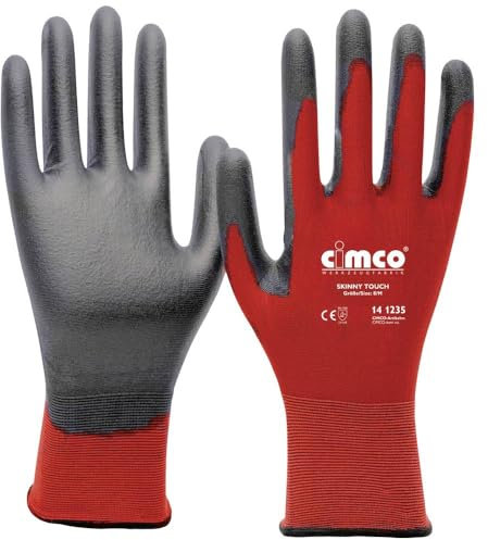 Cimco Skinny Touch grau/rot 141239 Nylon Arbeitshandschuhe Größe: 11, XXL EN 388, 1 Paar