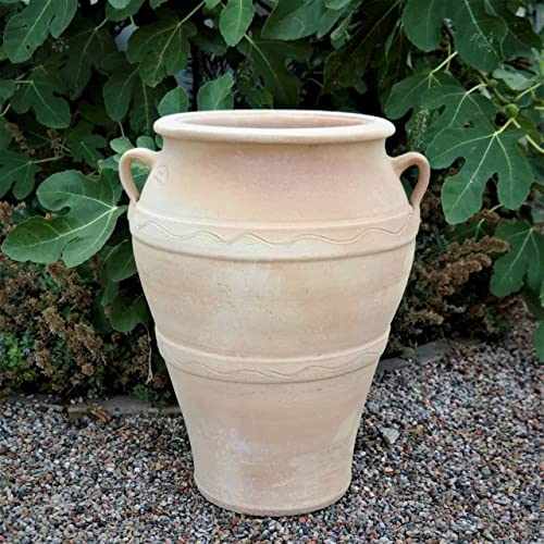 Palatina Olea 50 Amphore en céramique en terre cuite avec anse - 50 cm - Céramique résistante au gel - Pot en argile de qualité supérieure pour le jardin