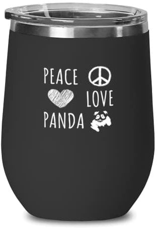 Vaso de vino de acero inoxidable aislado divertido paz amor panda animal vida silvestre