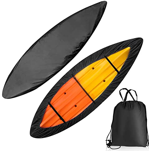 AMGJ Kanu Boot Abdeckplane 420D Oxford-Gewebe Wasserdicht und UV-beständig Kajak Abdeckung Staubschutzschild für Kanu-Boot(Schwarz),Fit 5.1m to 5.5m Kayak