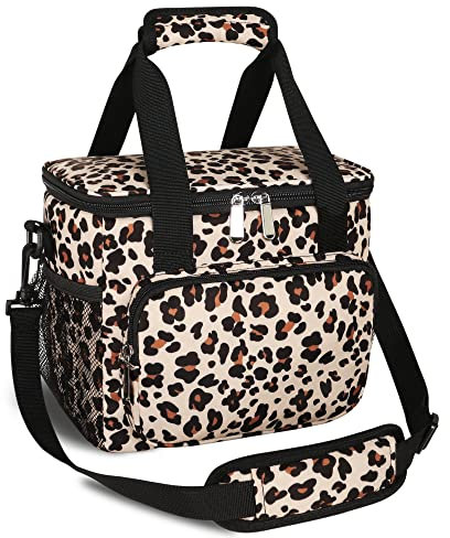NEWFOM Lonchera para hombres y mujeres, bolsa térmica para el almuerzo, a prueba de fugas, grande, para adultos, para el trabajo, picnic, viajes, tamaño mediano, estampado de leopardo