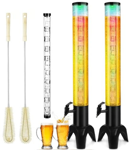 Distributeur de bière Mimosa de 3 l avec tube à glace et lumière LED, distributeur de boisson de table de 3,2 l pour bière, margarita, liqueur, boisson