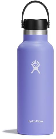 HYDRO FLASK - Gourde Isotherme 532 ml (18 oz) - Bouteille Inox à Isolation Sous Vide - Bouchon Antifuite et Revêtement par Poudre - Sans BPA - Ouverture Standard - Lupine