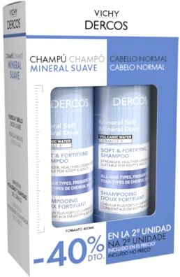 Vichy Dercos - Shampoo minerale delicato per capelli normali, 2 x 400 ml