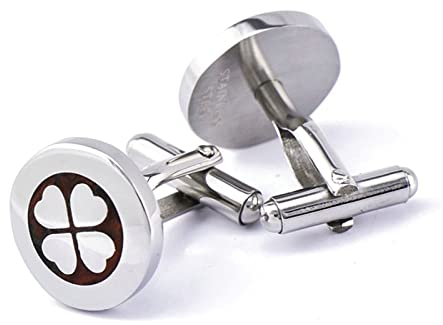 Manschettenknöpfe Vater der Braut, Silber Manschettenknöpfe Vater der Braut Vierblättriges Kleeblatt Hemd Accessoires 1.8CM