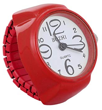 ULTECHNOVO Ring Ringuhr Für Damen Herren Kreative Fingeruhr Gummiband Runde Fingerringuhren Für Valentinstag Weihnachten Geburtstagsgeschenke Rot Ringe