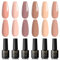 ROSALIND UV Nagellack, 6 Farben Nudetöne Mini Gel Nagellack,Nude Braun beige Soak Off UV Nail Polish French Manicure für Frauen Mutter Geschenkset DIY zu Hause