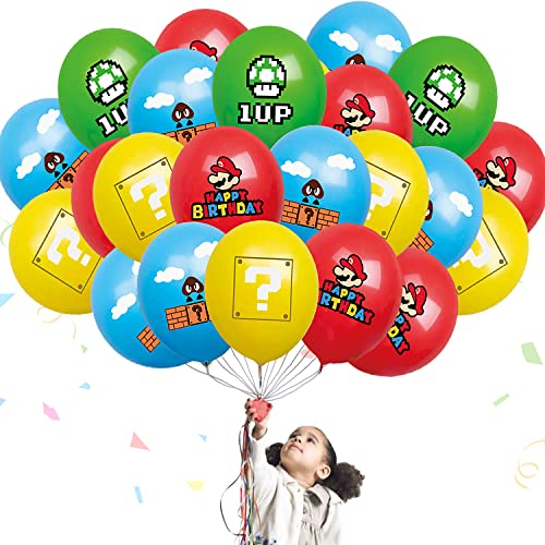Mario Luftballons Set, 40 Stück Mario Party Geburtstags Luftballons, Mario Latex Luftballons, Mario Ballon, Mario Latex Ballons, Mario Bros Ballons, Su-per Mario Theme Party Dekorationen