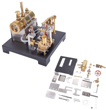 JANTY Retro Moteur Kit de modèle de Moteur à Vapeur en métal, 84 pièces, chaudière Horizontale avec régulateur centrifuge Moteur à Combustion œuvre d'art expérience Scientifique Jouets éducatifs