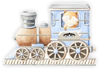 Farbklecks-Collection Musikboxregal Lokomotive mit Fuchs - passend für Toniebox - Regal mit Platz für Box sowie 45-50 Figuren