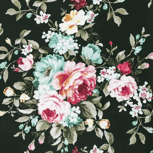 Emeline Ebony Black Multi Wallpaper - Floral Naturistic Flowers Modern Contemporary - Paste The Wall