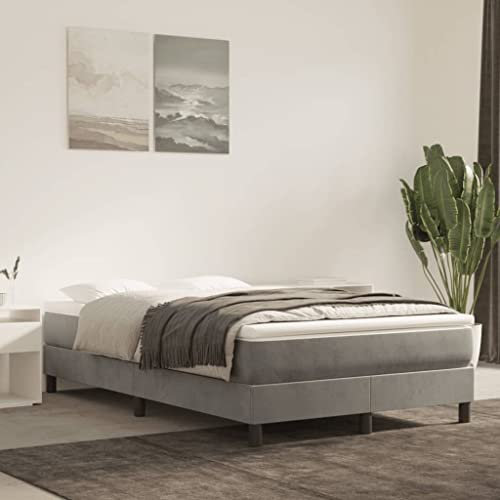 prissent Boxspringbett 120x200 cm Samt Bettrahmen Bett Boxspring Mit Lattenrost Betten Bettgestell Bed Frames Betten Boxspring Hohes Bett GäStebett Vintage Bett Hellgrau