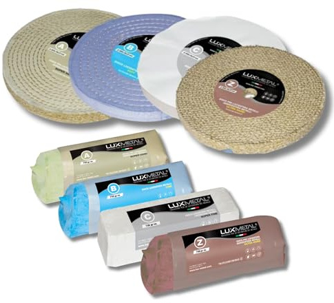 Lux Metal 3 Polierscheibe 300 mm 3 polierpaste 700 gr set DIY kit Polierset Schleifpaste Metall, Aluminium, Bank Poliermaschine, Edelstahl, Messing, Kupfer, Holz, Kunststoff, schleifmaschinen messer