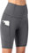 DDOBB Damen Radlerhose mit Taschen High Waist Sport Shorts Damen Sommer Kurze Sporthose Blickdicht Yoga Shorts Leggings Hose Gym Fitness Outdoor(Dunkelgrau,XL)