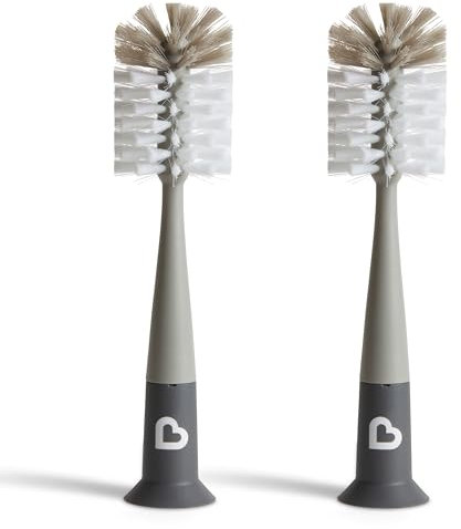 Munchkin® Bristle™ Bottle Brush, Modern Design, 2 Pack, Grey